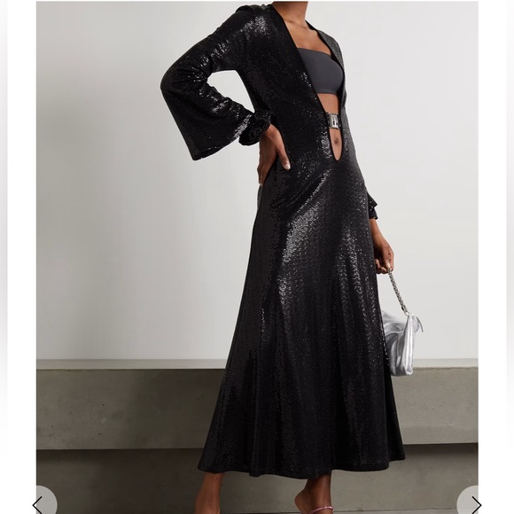 DODO BAR OR Nina embellished cutout stretch-jersey maxi dress black metallic 10
